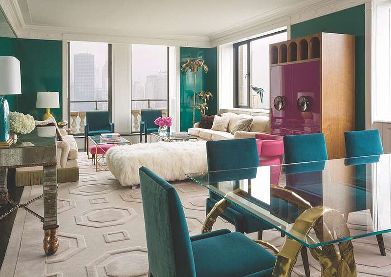 For this Brazilian couple's New York apartment, which overlooks 59th St. and 5th Ave., Gorrivan drew from the exuberant palette of Rio's Carnival and Brazil's tropics combining lush tones of emerald and fuchsia. Metallic accessories spell excitement. Photo Read McKendree/JBSA
(Handout via Marni Jameson)