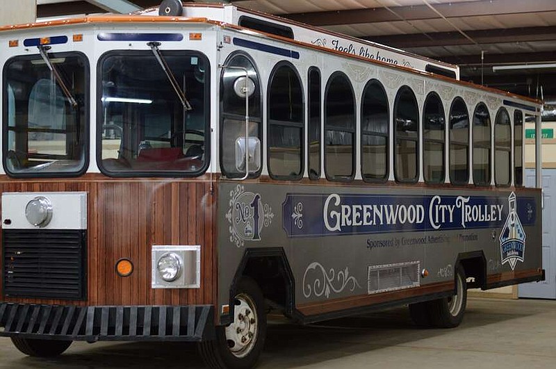 Those attending Greenwood city-sponsored events may spot this trolley giving free rides to the public.
(River Valley Democrat-Gazette/Sadie LaCicero)