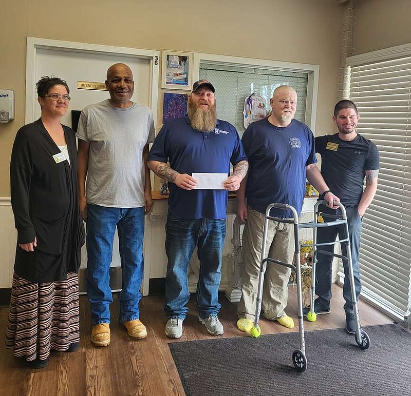 Submitted photo
Mokane AmVets Post 153 donating $200 to Riverview Nursing Home for their Easter event.
Left to right: Meka Shroer, Harland Ross, Charles "Chuck" Bell, Charles "Chuck" Sebier and Josh Cross.