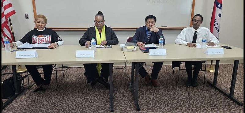 Mayoral runoff candidates include incumbent Mayor Shirley Washington and State Rep. Vivian Flowers along with Ward 3 runoff candidates, incumbent Glen Brown Sr. and William Fells. They prepare for a March 12 candidate forum. (Pine Bluff Commercial/Eplunus Colvin)