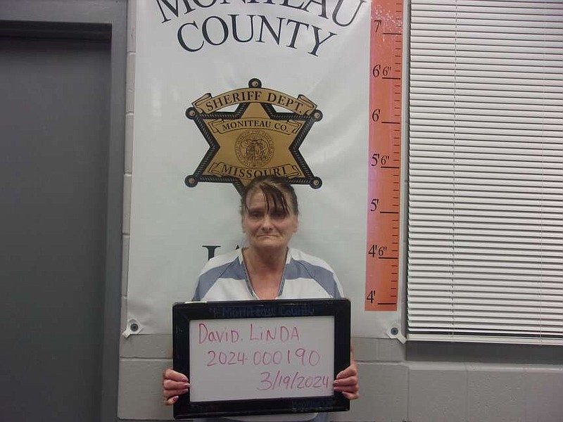 Submitted — Linda L. David, 65, of Tipton, was arrested March 19 after a drug search warrant at her residence. She is being charged with allegedly possessing a controlled substance (methamphetamine), possessing drug paraphernalia and tampering with physical evidence, and is being held at the Moniteau County Jail on a $10,000 cash-only bond.