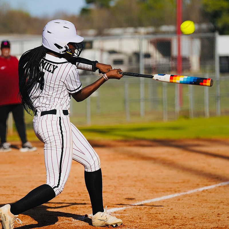 Arkansas High sophomore Aniyah Arnold has been a slugger for the Lady Backs softball team this season, belting 7 home runs, 4 triples while still batting .660 from the leadoff position. (Submitted photo, courtesy of Arkansas High athletics)