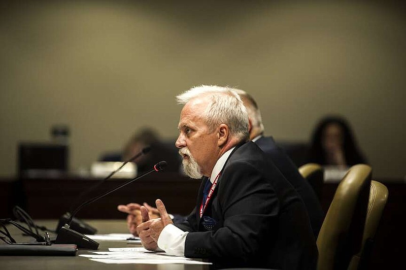 Eric Hagler, director of the Arkansas Lottery, discusses a proposal for the creation of a new draw game in this 2022 file photo. (Arkansas Democrat-Gazette/Stephen Swofford)