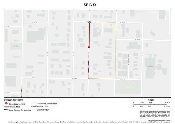 Portion of Southeast C Street in Bentonville to close for utility work through April 22 - Vimarsana News