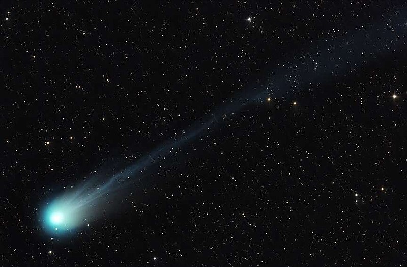 "Horned" Comet 12P/Pons-Brooks visits the inner solar system every 71 years and may be visible during the total solar eclipse occurring Monday, April 8, 2024, in North America. (Nielander via Wikimedia Commons)