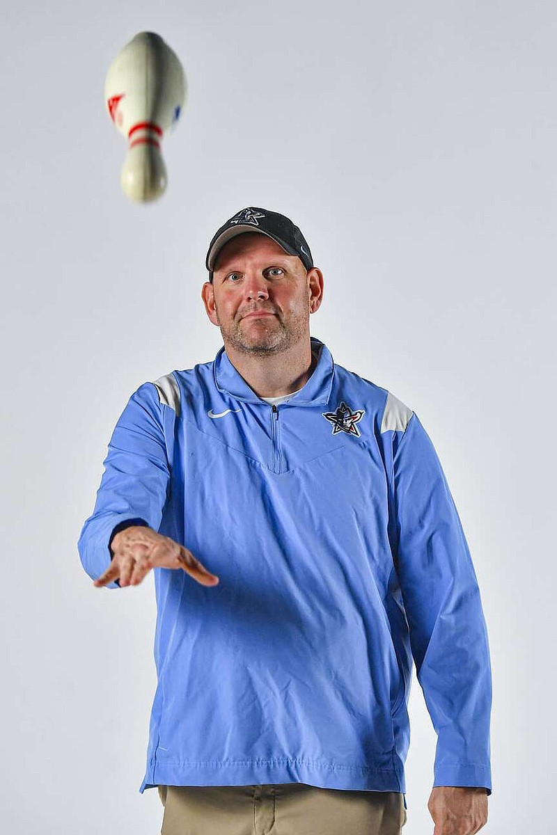 Fort Smith Southside's Tadd Stewart, seen Tuesday, April 2, 2024, is the 2024 River Valley Bowling Coach of the Year. Visit rivervalleydemocratgazette.com/photo for today's photo gallery.
(River Valley Democrat-Gazette/Hank Layton)