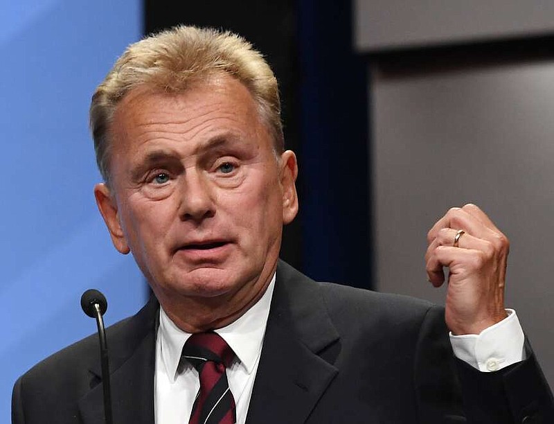 "Wheel of Fortune" host Pat Sajak speaks as he is inducted into the National Association of Broadcasters Broadcasting Hall of Fame during the NAB Achievement in Broadcasting Dinner at Encore Las Vegas on April 9, 2018, in Las Vegas. (Ethan Miller/Getty Images/TNS)