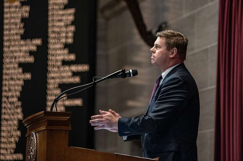 Annelise Hanshaw/Missouri Independent file photo: 
House Speaker Dean Plocher, R-Des Peres, claps as the Missouri House welcomes a guest on the first day of the 2024 Legislative Session.