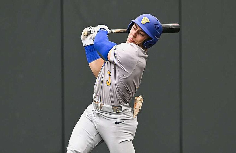 Valley View outfielder and Ole Miss signee Slade Caldwell (3) bats, Friday, April 26, 2024 during a baseball game at the Rogers softball complex at Rogers High School in Rogers. Visit nwaonline.com/photos for today's photo gallery.

(NWA Democrat-Gazette/Charlie Kaijo)