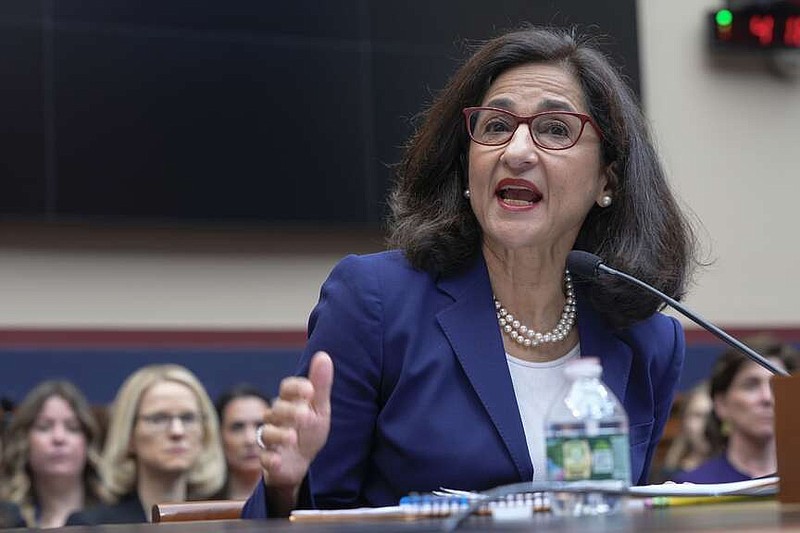 FILE -President of Columbia University Nemat Shafik testifies before the House Committee on Education and the Workforce hearing on "Columbia in Crisis: Columbia University's Response to Antisemitism" on Capitol Hill in Washington, Wednesday, April 17, 2024. Columbia University president Nemat (Minouche) Shafik is no stranger to navigating complex international issues, having worked at some of the world's most prominent global financial institutions.(AP Photo/Mariam Zuhaib, File)