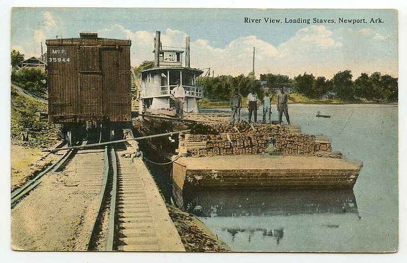 Newport, circa 1910: The Jackson County seat was served with both rail and river transport on the White River. Here a load of staves, likely for making barrels, was being offloaded. Jackson County was once filled with vast bottomland hardwood forests, almost all gone today.

Send questions or comments to Arkansas Postcard Past, P.O. Box 2221, Little Rock, AR 72203