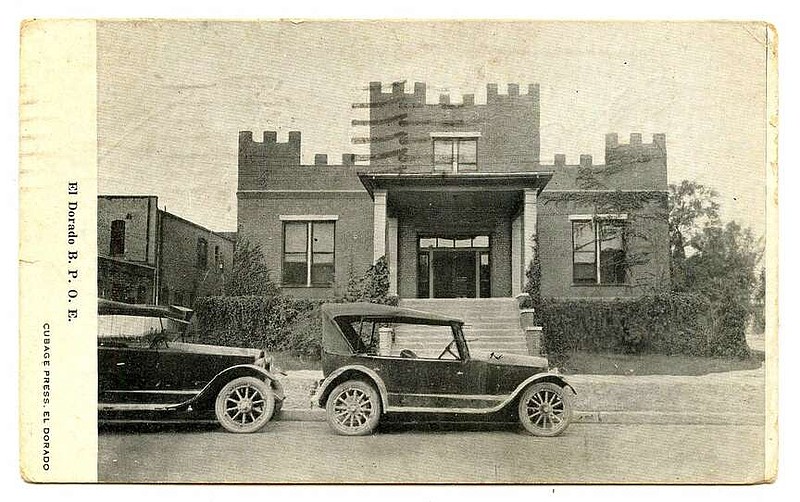 El Dorado, 1922: “My own dear little wife, son and daughter. How is my little folks today?” The card features the hall of the Fraternal Order of Eagles, which was founded by six theater owners in Seattle in 1898. Today, the Eagles creed in part is “to make human life more desirable by lessening its ills and promoting peace, prosperity, gladness and hope.”

Send questions or comments to Arkansas Postcard Past, P.O. Box 2221, Little Rock, AR 72203