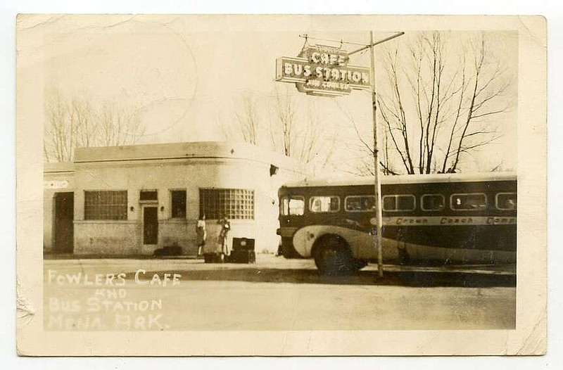 Mena, 1943: World War II was raging when Cpl. Leslie Wyatt sent this card of the Cafe & Bus Station to his mother in Philadelphia. “Stopped here for some grub, on way to Louisiana for summer maneuvers.” Mr. Wyatt survived the war and died in 1966 at age 46.

Send questions or comments to Arkansas Postcard Past, P.O. Box 2221, Little Rock, AR 72203