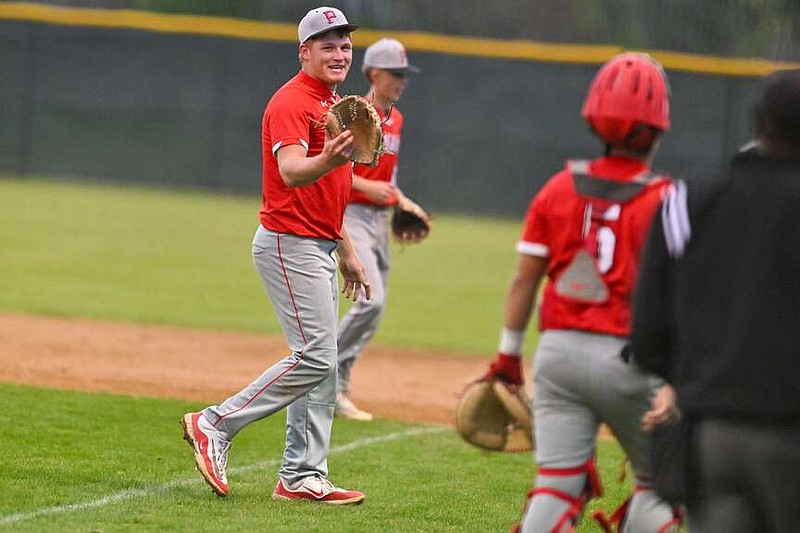 Panama's Brex Caldwell walks off the field in the fourth inning at the Alma Wood Bat Tournament on Thursday, March 21, 2024, at Airedale baseball field in Alma. 
(River Valley Democrat-Gazette/Caleb Grieger)