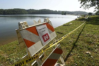 FILE - The swim beach at Prairie Creek park on Beaver Lake closed due to high E. coli levels, seen here in this file photo from June 18 2022.
(NWA Democrat-Gazette/Flip Putthoff)