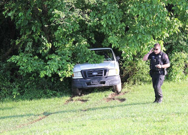 Truck Crashes Through Fence | Pea Ridge Times