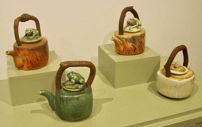 "Art in the Time of Chaos" displays four Stephen Driver "Frog Teapots."
