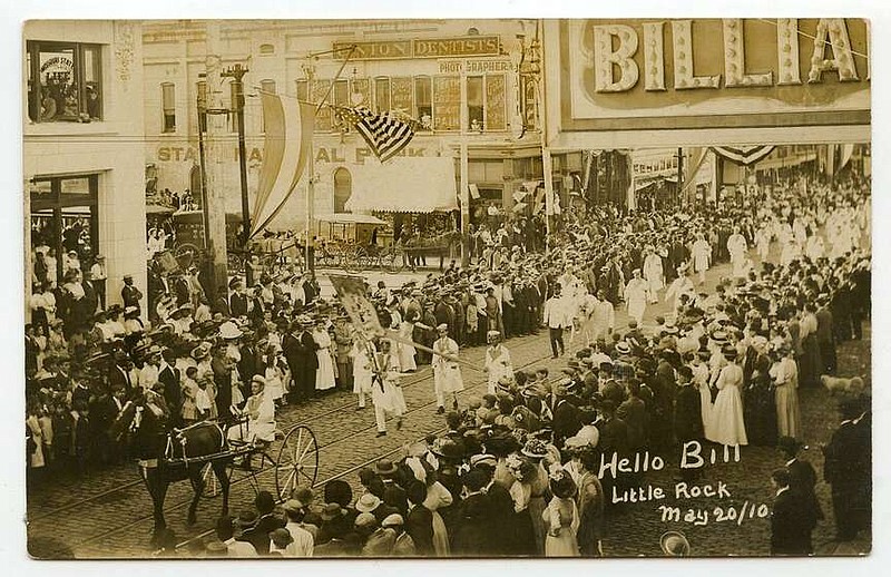 Little Rock, 1910: The Elks Club was parading through the crossroads of Arkansas where Main Street crossed 5th Street (later Capitol Ave.). Union Dentists advertised “Teeth Extracted Without Pain” on what is today a parking lot. and to the left is the National Bank Building, later the Boyle Building, which is being restored to house the state's attorney general's office.

Send questions or comments to Arkansas Postcard Past, P.O. Box 2221, Little Rock, AR 72203