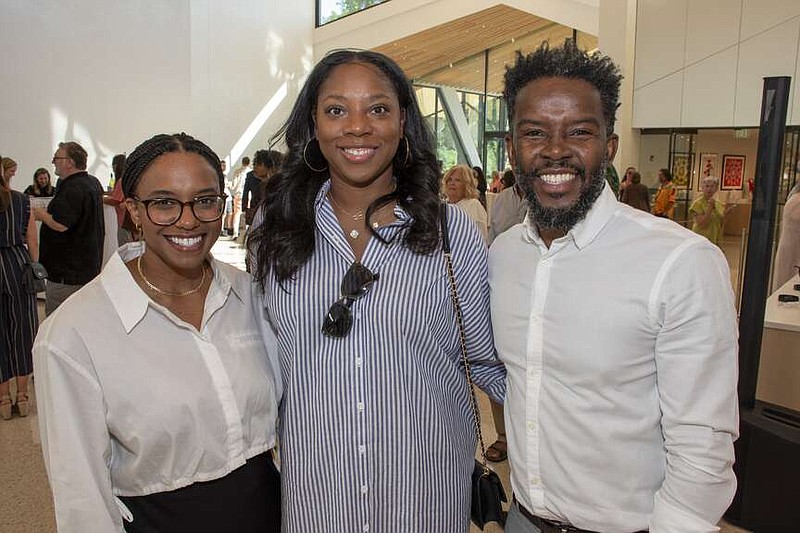 Gabriell Edwards, Monica Simpson and Corey Reddin on 06/27/2024 at the Member Preview Reception for the Arkansas Museum of Fine Art's Delta Triennial. (Arkansas Democrat-Gazette/Cary Jenkins)