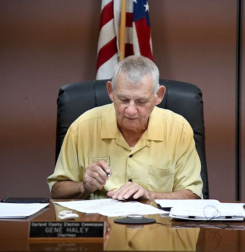 Garland County Election Coordinator/Election Commission Chairman Gene Haley is shown during a recent commission meeting at the Election Commission Building. (The Sentinel-Record/Donald Cross)