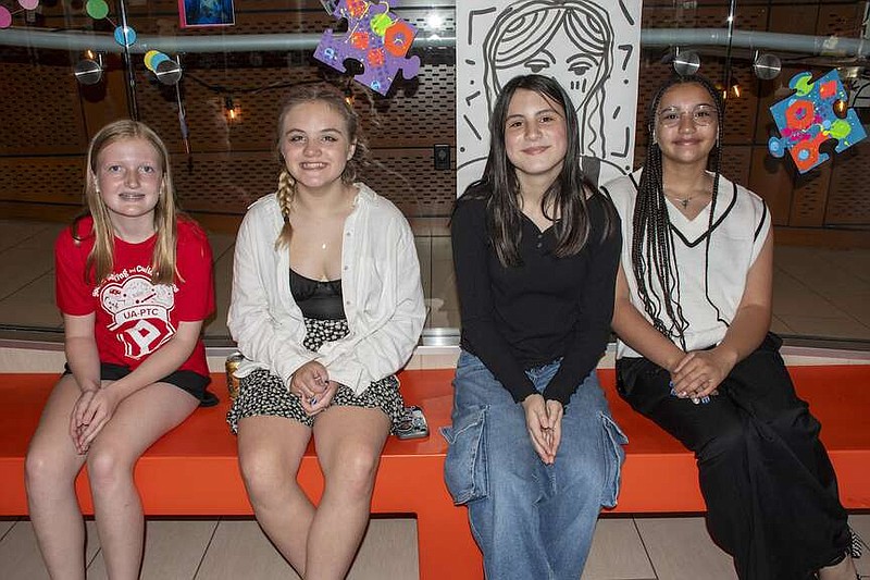 Hattie Jones, Sarah Sweet, Jaidyn Raney and Riley Hineman on 07/13/2024 at a Trust Tree fundraiser held at Museum of Discovery. (Arkansas Democrat-Gazette/Cary Jenkins)