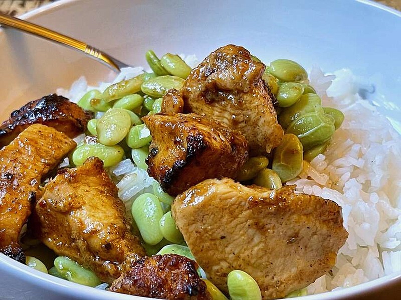 Sweet and Spicy Chicken served over rice with lima beans. (Arkansas Democrat-Gazette/Kelly Brant)