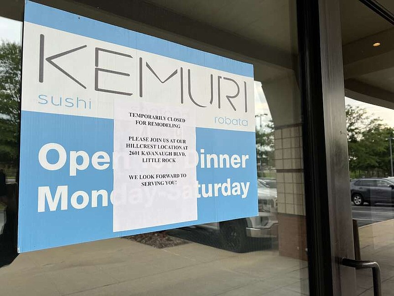 Kemuri West, in the Centre at Chenal shopping center on Little Rock's Chenal Parkway, is "temporarily closed."
(Arkansas Democrat-Gazette/Eric E. Harrison)