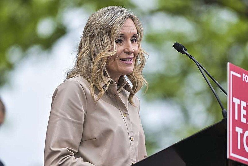 Bentonville Mayor Stephanie Orman speaks April 26, 2023, at the downtown square in Bentonville.
(File Photo/NWA Democrat-Gazette/Charlie Kaijo)