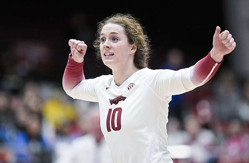 Former Arkansas outside hitter Jill Gillen was announced as an assistant coach for the Arkansas volleyball team Wednesday.
(NWA Democrat-Gazette/Charlie Kaijo)