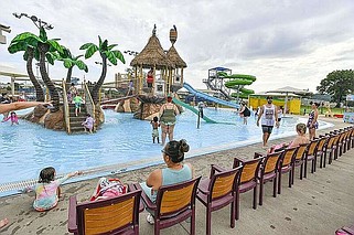 Families play and swim June 20 at Parrot Island Waterpark in Fort Smith. 
(File Photo/River Valley Democrat-Gazette/Hank Layton)