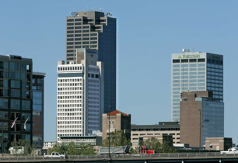 FILE — A view of the Little Rock skyline from the Clinton Presidential Park Bridge. (File, Arkansas Democrat-Gazette/John Sykes Jr.)