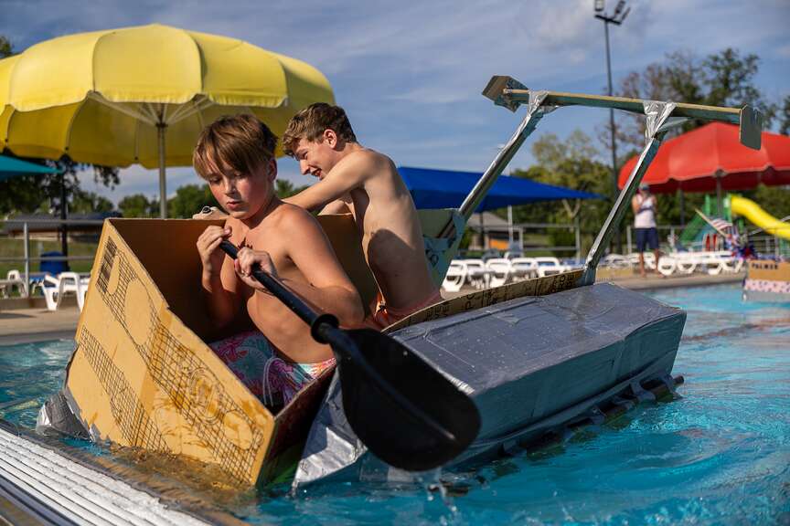 Kids race cardboard boats in pool competition | Jefferson City News Tribune
