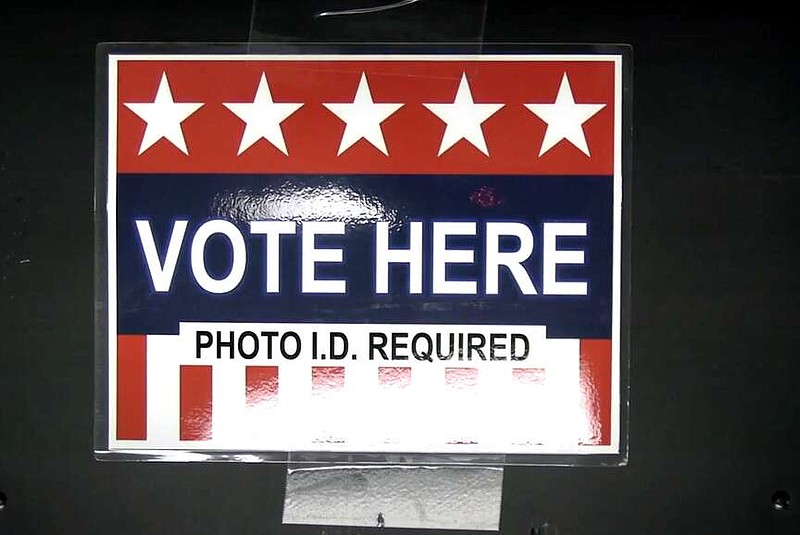 A polling place sign is shown at the Garland County Election Commission building in November 2023. (The Sentinel-Record/Donald Cross/File)