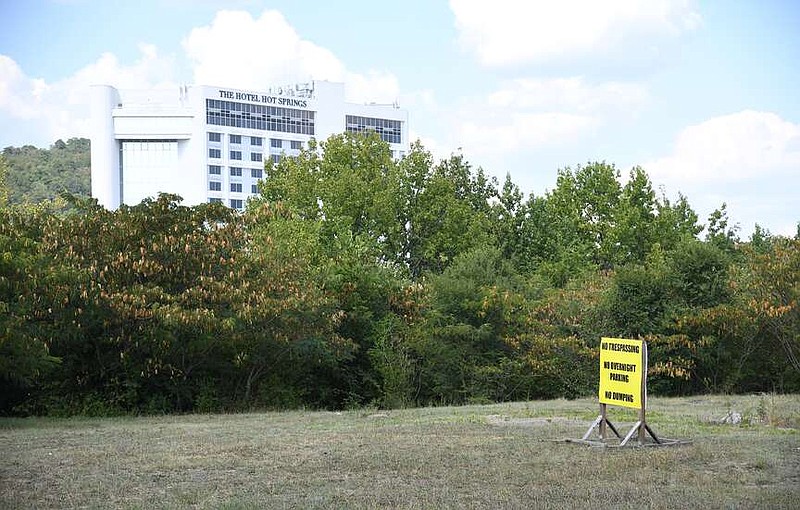 A vacant lot in the 150 block of Olive Street, as seen on Tuesday, marks the original site of Ouachita Memorial Hospital. (The Sentinel-Record/Donald Cross)