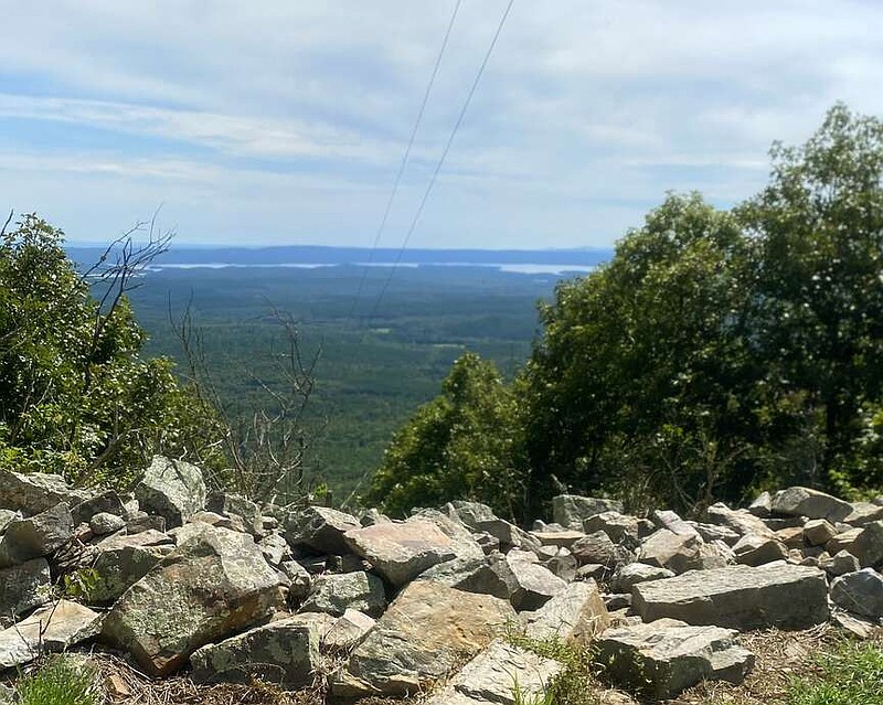 A distant Lake Ouachita can be seen from atop Ouachita Pinnacle. (The Sentinel-Record/Corbet Deary)