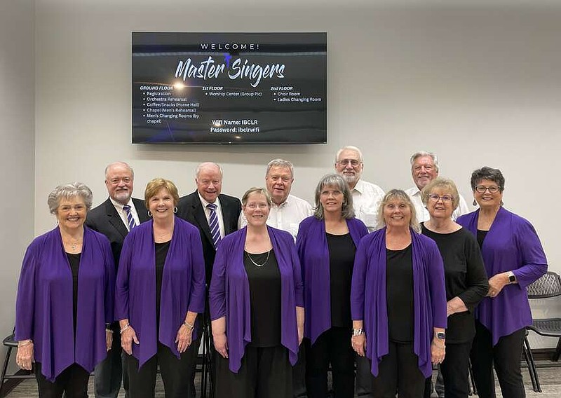 Front, from left, are Glenda Seabaugh, soprano, Nancy Trull, alto, Mary Ritch, French Horn, Lesa Chew, Debbie Sanders, altos, Cloris Webb, soprano, and Suzanne Brady, alto; and back, from left, are Keith Stevens, tenor, Wayne Trull, Levan Hubbard, Steve Matthews, and David Brady, bass. (Courtesy Mary Ritch)