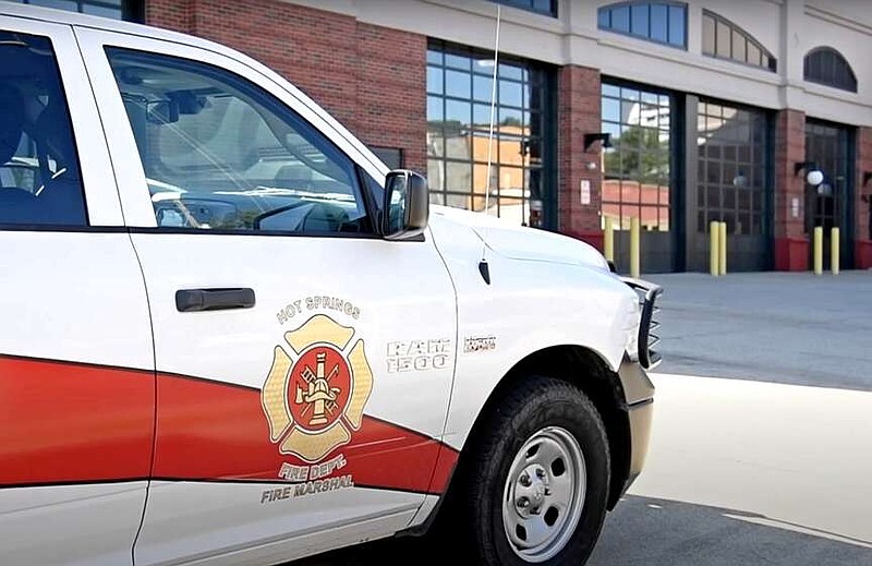 The Hot Springs fire marshal's truck is shown parked in front of the Central Fire Station on Broadway Street recently. (The Sentinel-Record/Donald Cross)