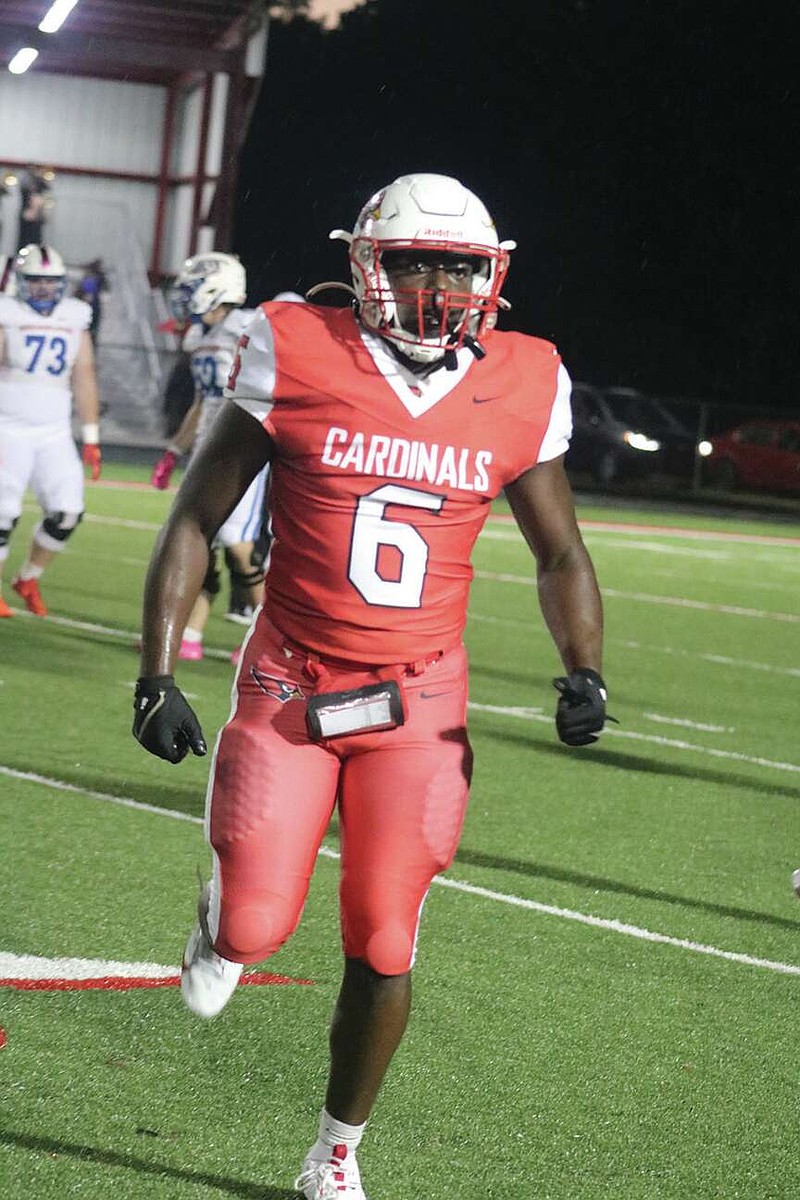 Photo via CFHS Yearbook
Tackling machine
Camden Fairview middle linebacker Jerome Williams (6) jogs off the field after a stop during a game against Arkadelphia earlier in the season. Williams is the second leading tackler in the state with 58 total stops.