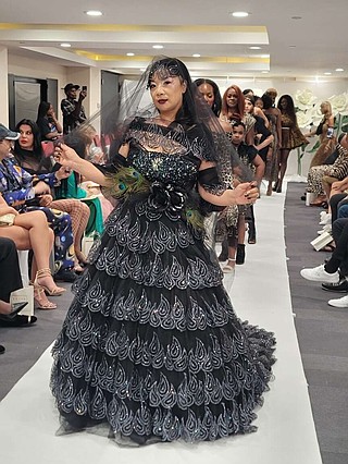 night dress fashion show The Starry Night Embroidered Blue Gown main image 0