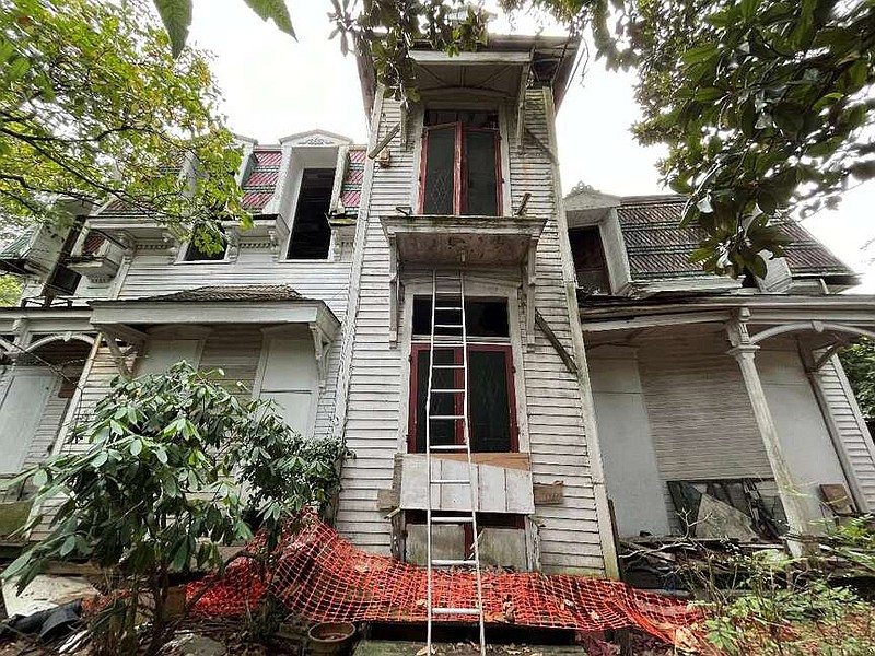 The decaying north wall of the Passmore house is shown in a photograph included in the residential structural observation and assessment Crafton Tull submitted to the city of Hot Springs. (City of Hot Springs/Crafton Tull)