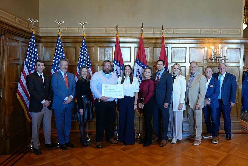 Nathan Greeley accepts Rural Community Grant on behalf of the city of Bearden
(photo courtesy of Nathan Greeley)