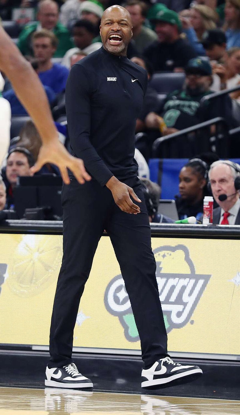 In this file photo, Orlando Magic coach Jamahl Mosley yells during the NBA game against the Boston Celtics at the Kia Center on Monday, Dec. 23, 2024, in Orlando, Florida. (Stephen M. Dowell/Orlando Sentinel/TNS)