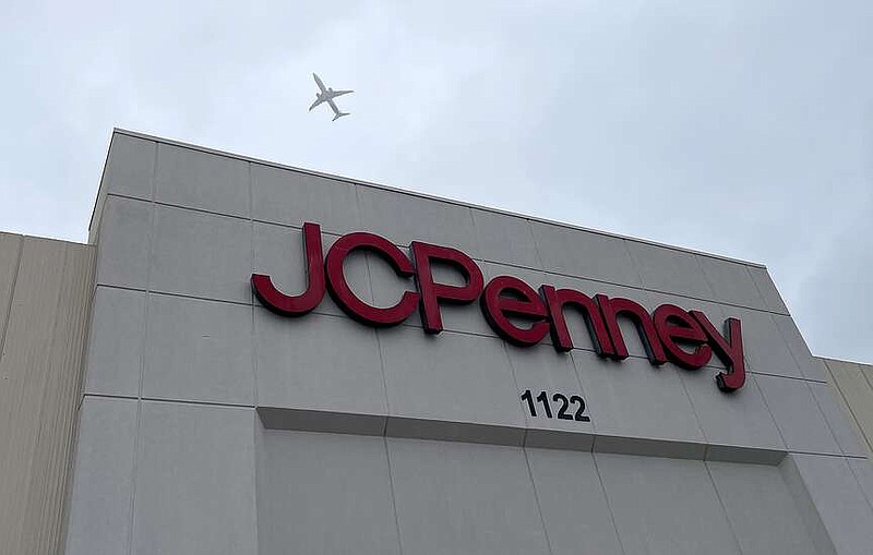 A sign is posted on the exterior of a JCPenney store at The Shops at Tanforan on Sept. 1, 2023, in San Bruno, California. (Justin Sullivan/Getty Images/TNS)