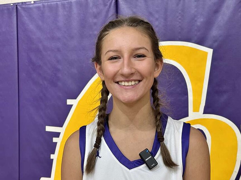 Fountain Lake Lady Cobras senior forward Hannah Norris stands on the court before practice at Irvin J. Bass Gymnasium on Nov. 19, 2024. (The Sentinel-Record/Bryan Rice)