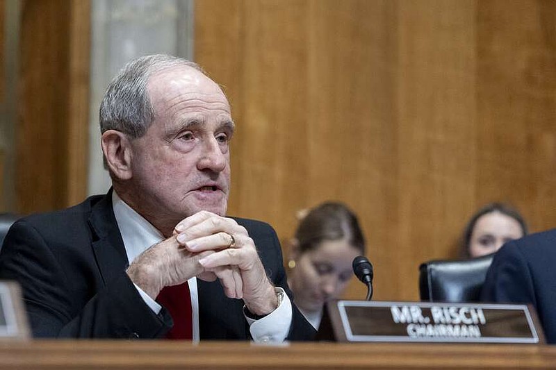 Chairman Jim Risch, of Idaho, questions Sen. Marco Rubio, R-Fla., President-elect Donald Trump's choice to be Secretary of State, as he appears before the Senate Foreign Relations Committee for his confirmation hearing, at the Capitol in Washington, Wednesday, Jan. 15, 2025. (AP Photo/Alex Brandon)