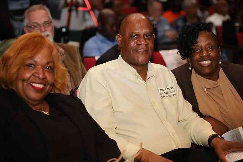 Ward 2 Council Member Yvonne Denton, Ward 4 Council Member Steven Mays Sr., and City Attorney Althea Scott are recognized during Mayor Vivian Flowers' inaugural State of City address. (Special to the Commercial/Andre Braswell)