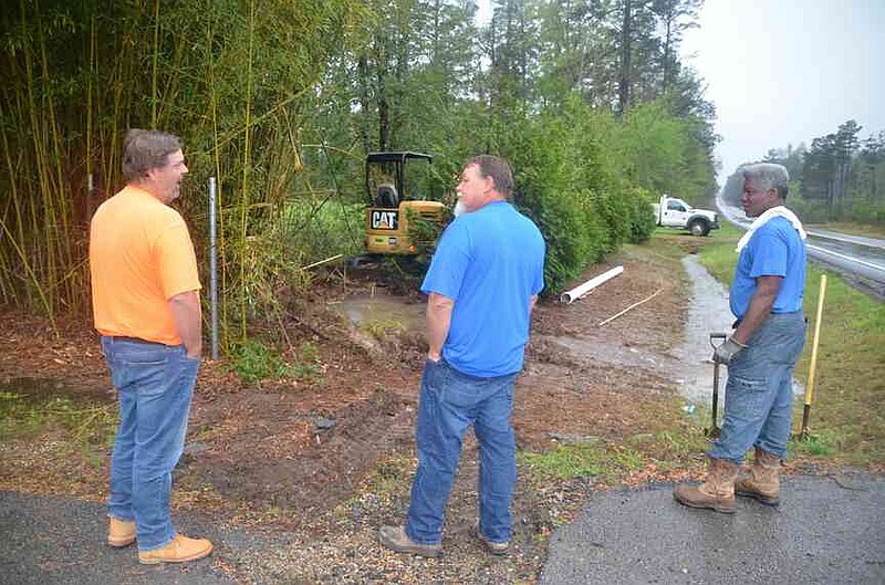 By 10:30 a.m. Thursday, the rapid response of Fordyce Water & Sewer had repaired and restored water service to customers who lost water pressure due to a lightning strike during the storm on Wednesday night. (Special to The Commercial/Richard Ledbetter)