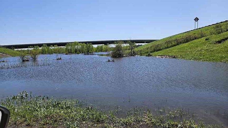 Water logged area of 52nd Avenue and Interstate 530 in Pine Bluff