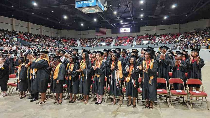A large crowd inside the Pine Bluff Convention Center sees 150 students graduate from Watson Chapel High School. (Pine Bluff Commercial/I.C. Murrell)
