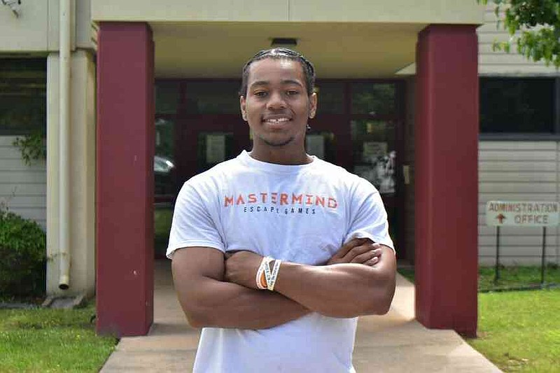 Keyon Smith exits the Jack Robey campus of Pine Bluff High School as its 2025 valedictorian. (Pine Bluff Commercial/I.C. Murrell)
